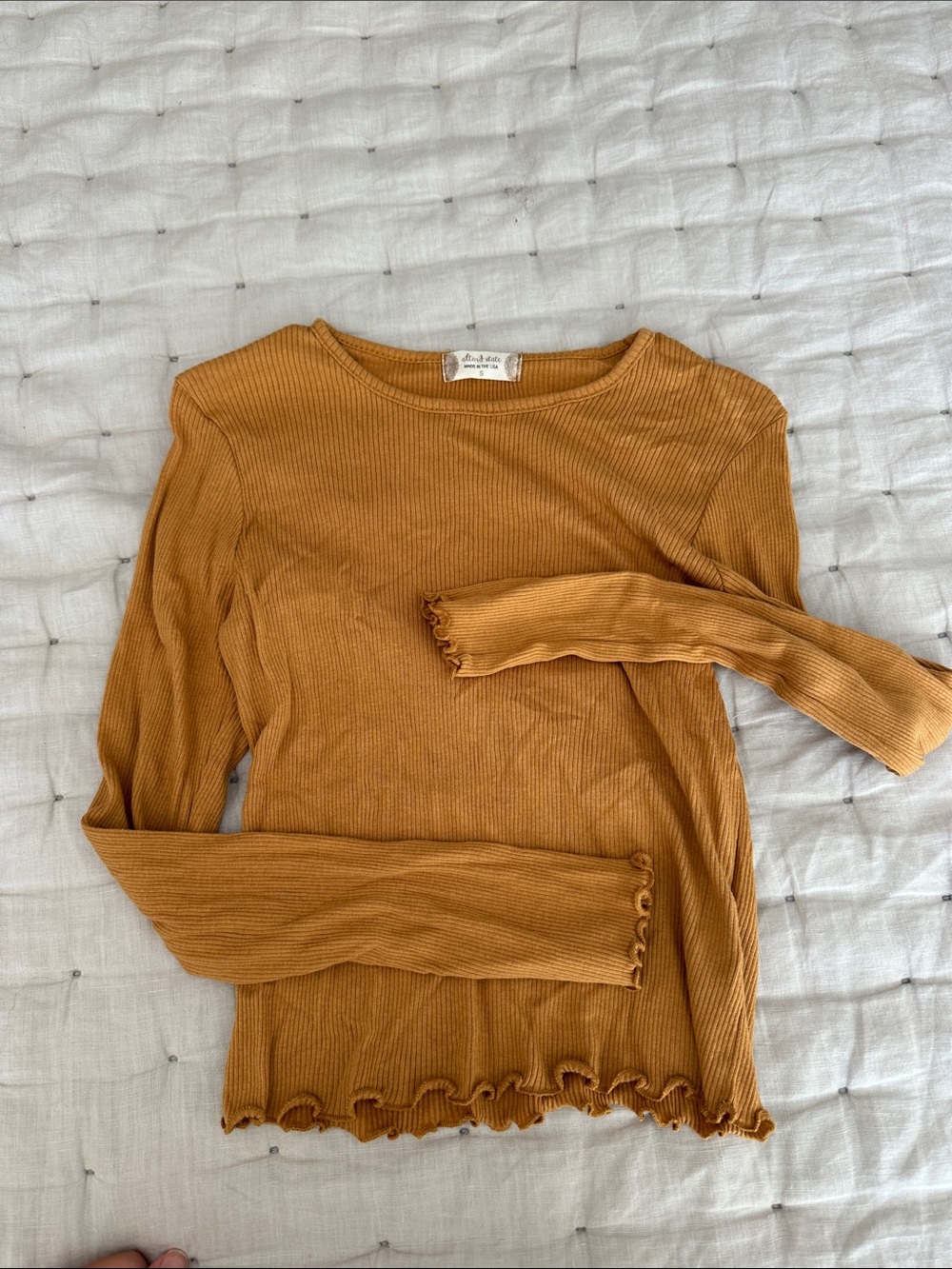 Altar'd State Ribbed Long Sleeve Top - Mustard